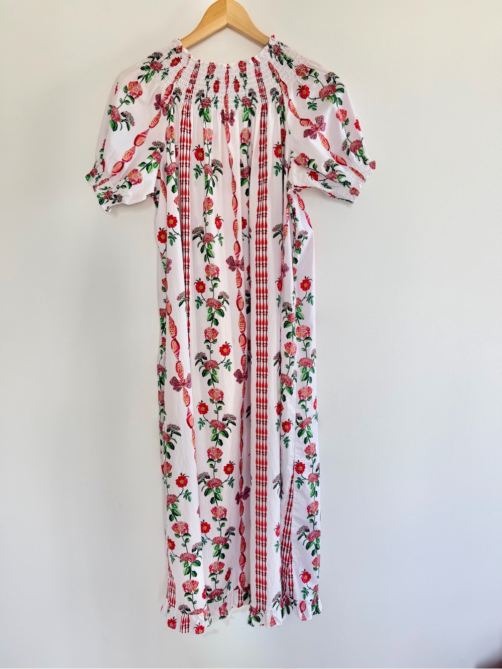 Hill House Home The Nap Dress Floral Print Maxi Dress XS Smocked Puff Sleeve